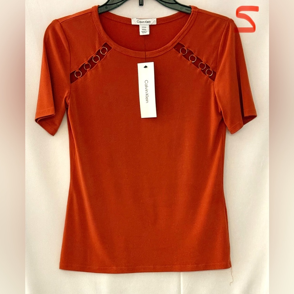 Calvin Klein Women's Rust Short Sleeve Top